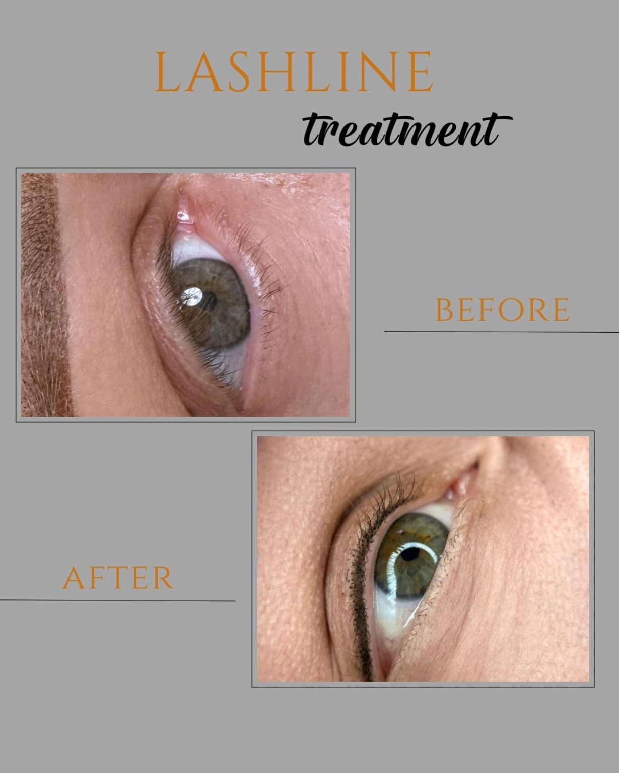Vorher-Nachher-Vergleich einer Permanent-Make-up-Lidlinienbehandlung